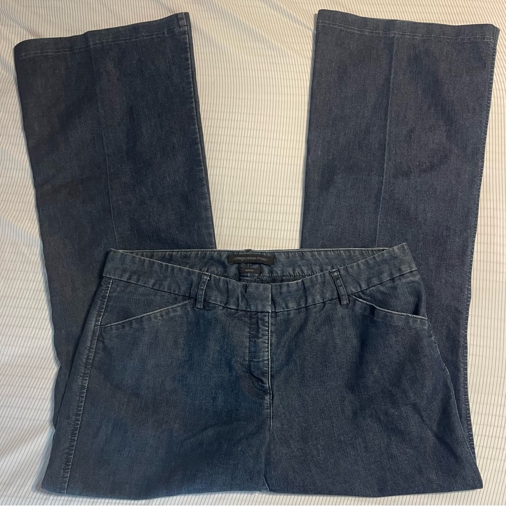 Express Women's Dark Indigo Wide-Leg Jeans